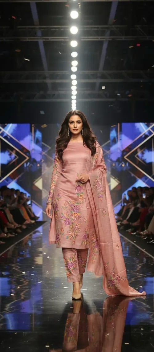 Premium Soft Slub Dupion Suit Piece with Artistic Floral Hand Print